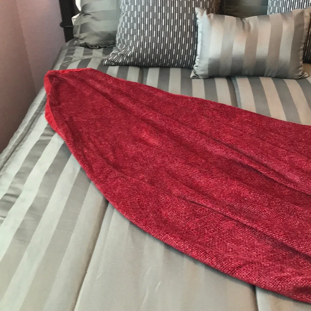 Red throw blanket loose knit